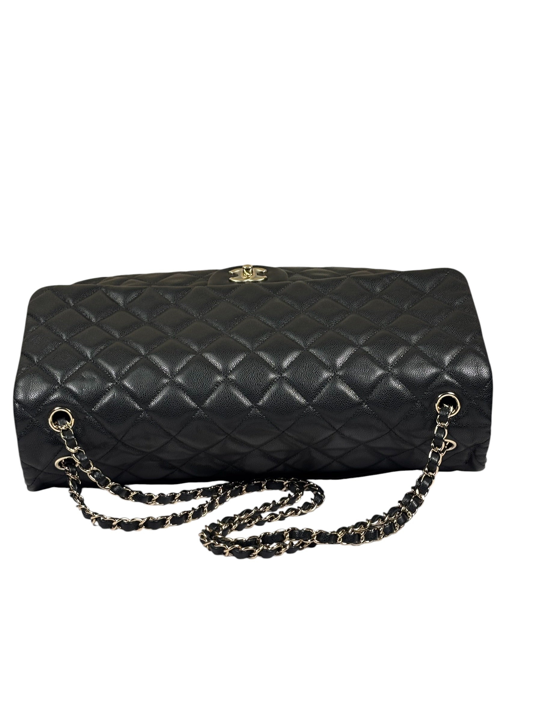 Chanel Black Quilted Caviar Jumbo Flap Bag 2021