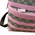 Gucci Pink Stripped Kids GG Supreme Canvas Backpack