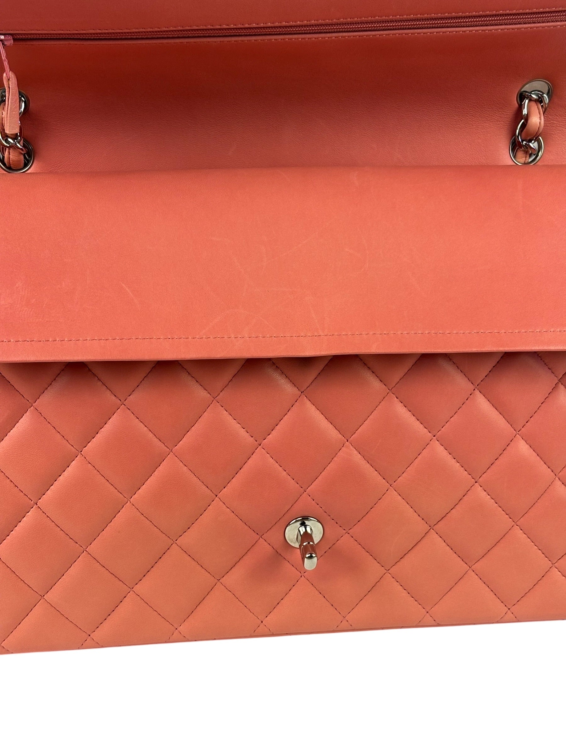 Chanel Pink Quilted Lambskin Classic Large Double Flap Bag 2012