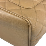 Chanel Vintage Beige Leather Diamond Quilted Medallion Tote Bag 2002