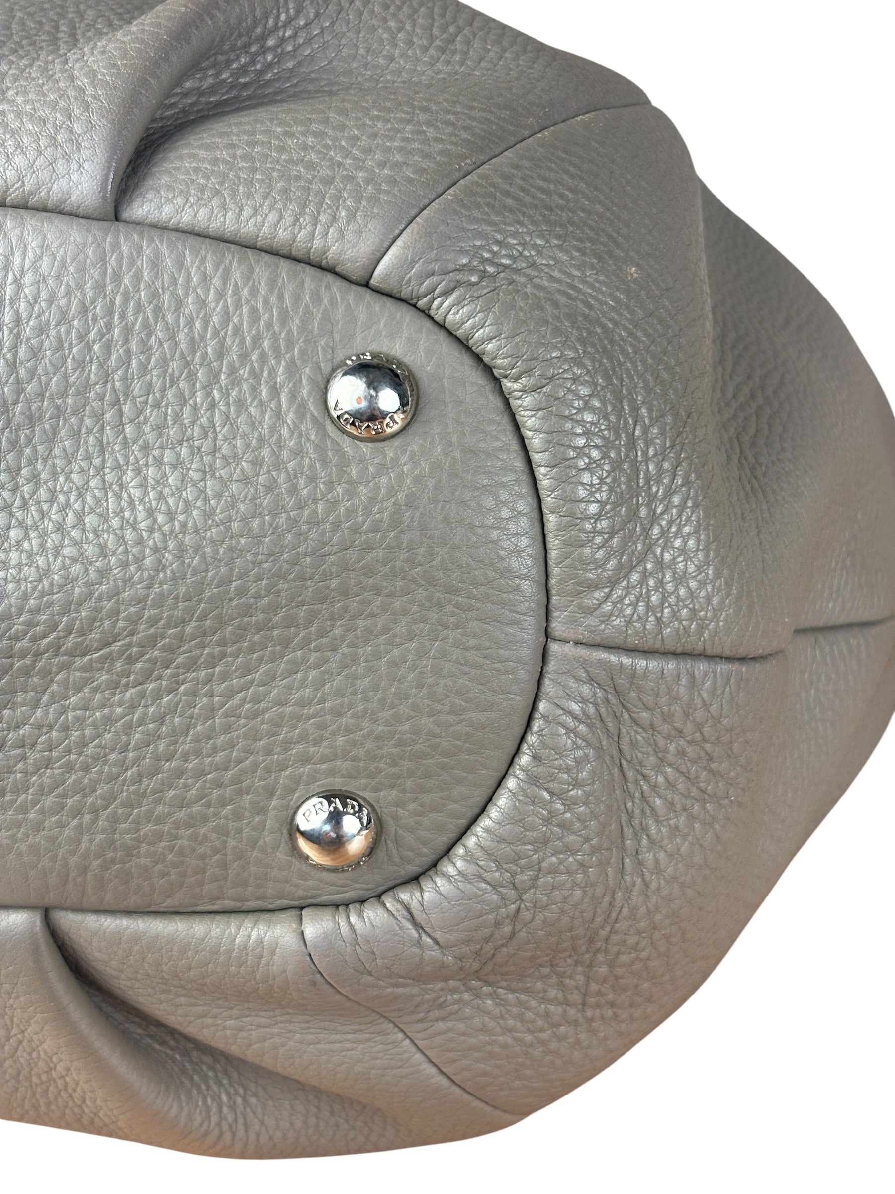Prada Grey Vitello Daino Leather 2Way Handbag