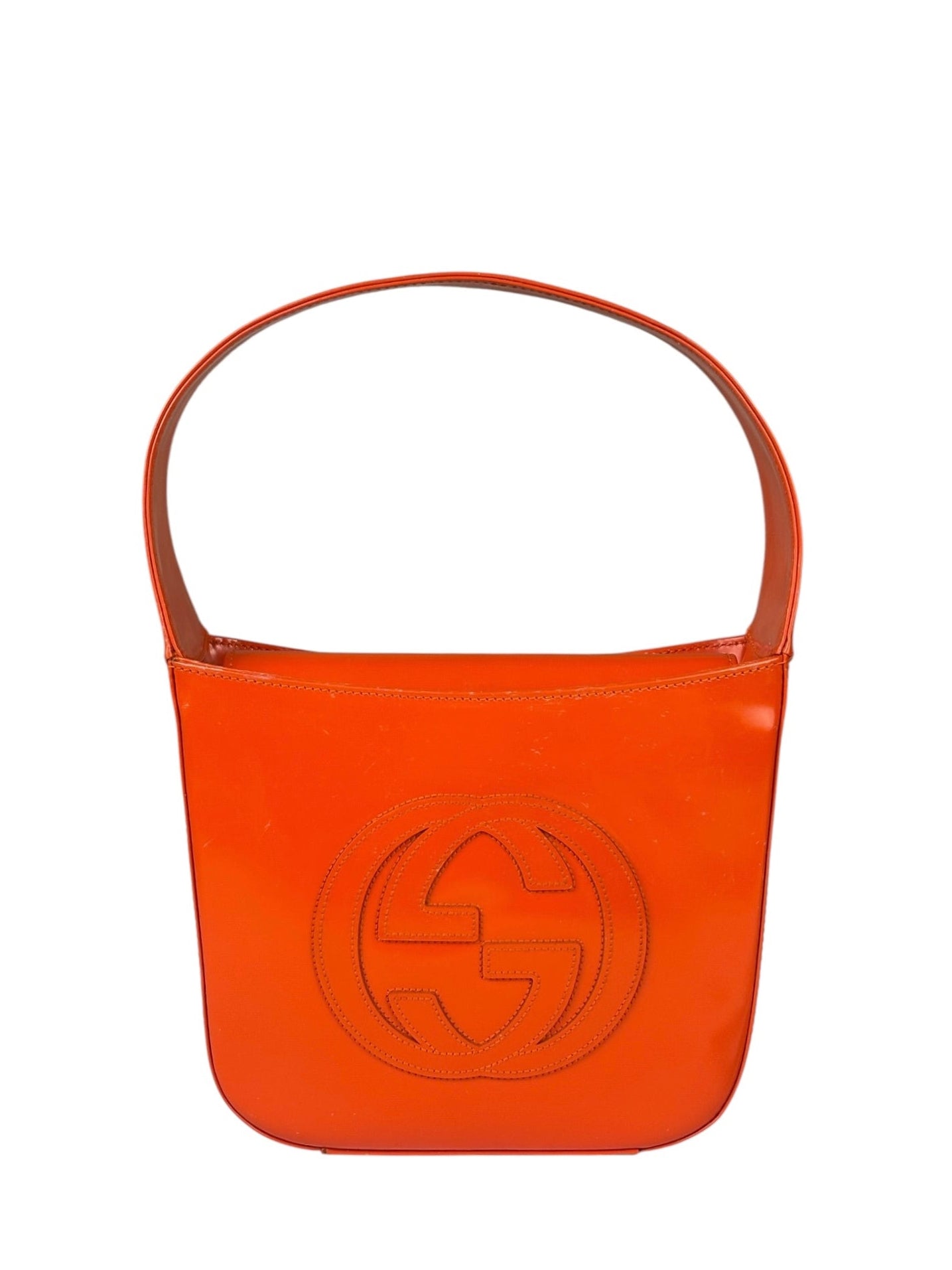 Gucci Orange Patent Leather Hobo Bag