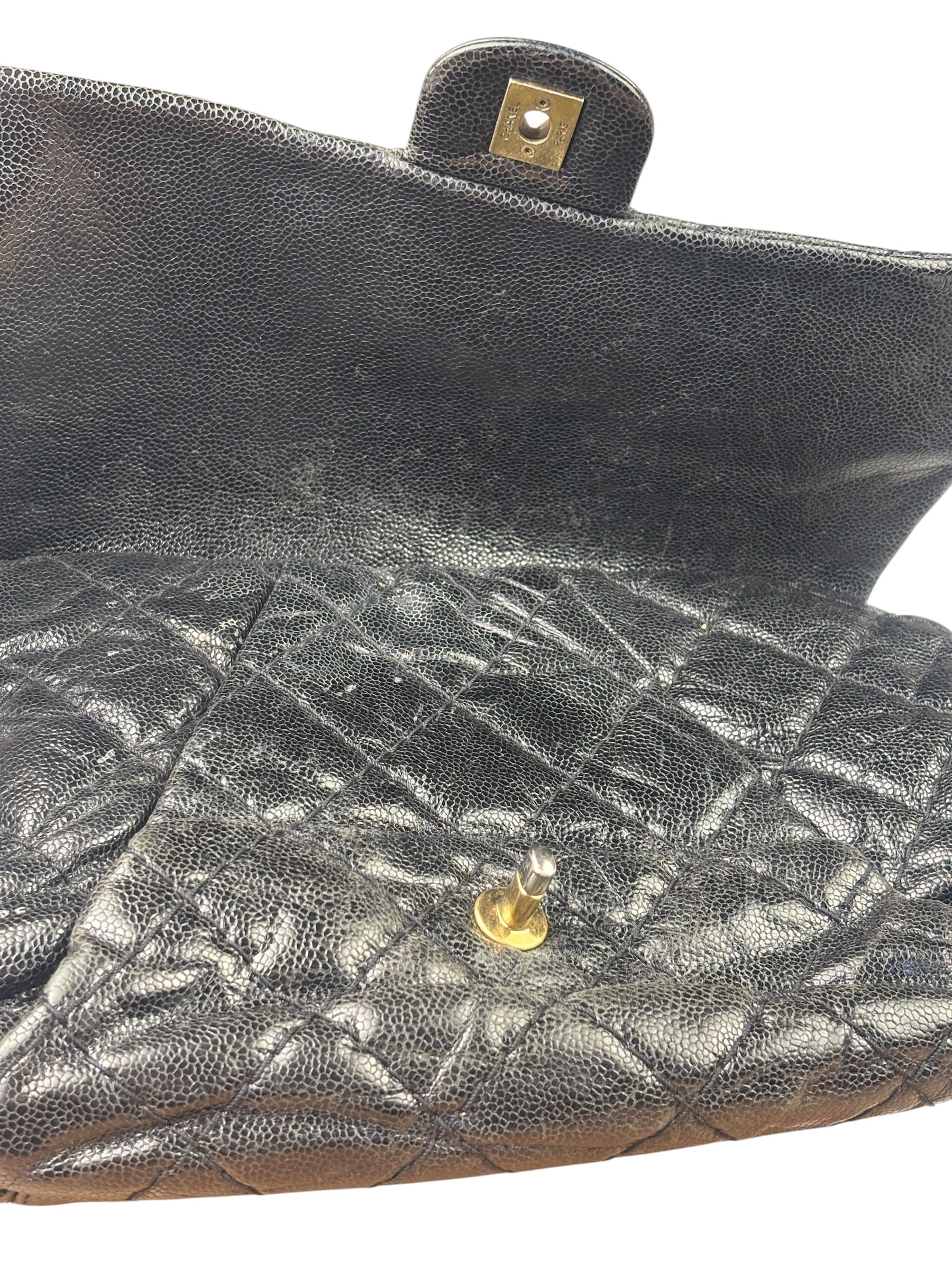 Chanel Black Caviar Quilted Coco Pleats Flap Two-Way Bag 2012
