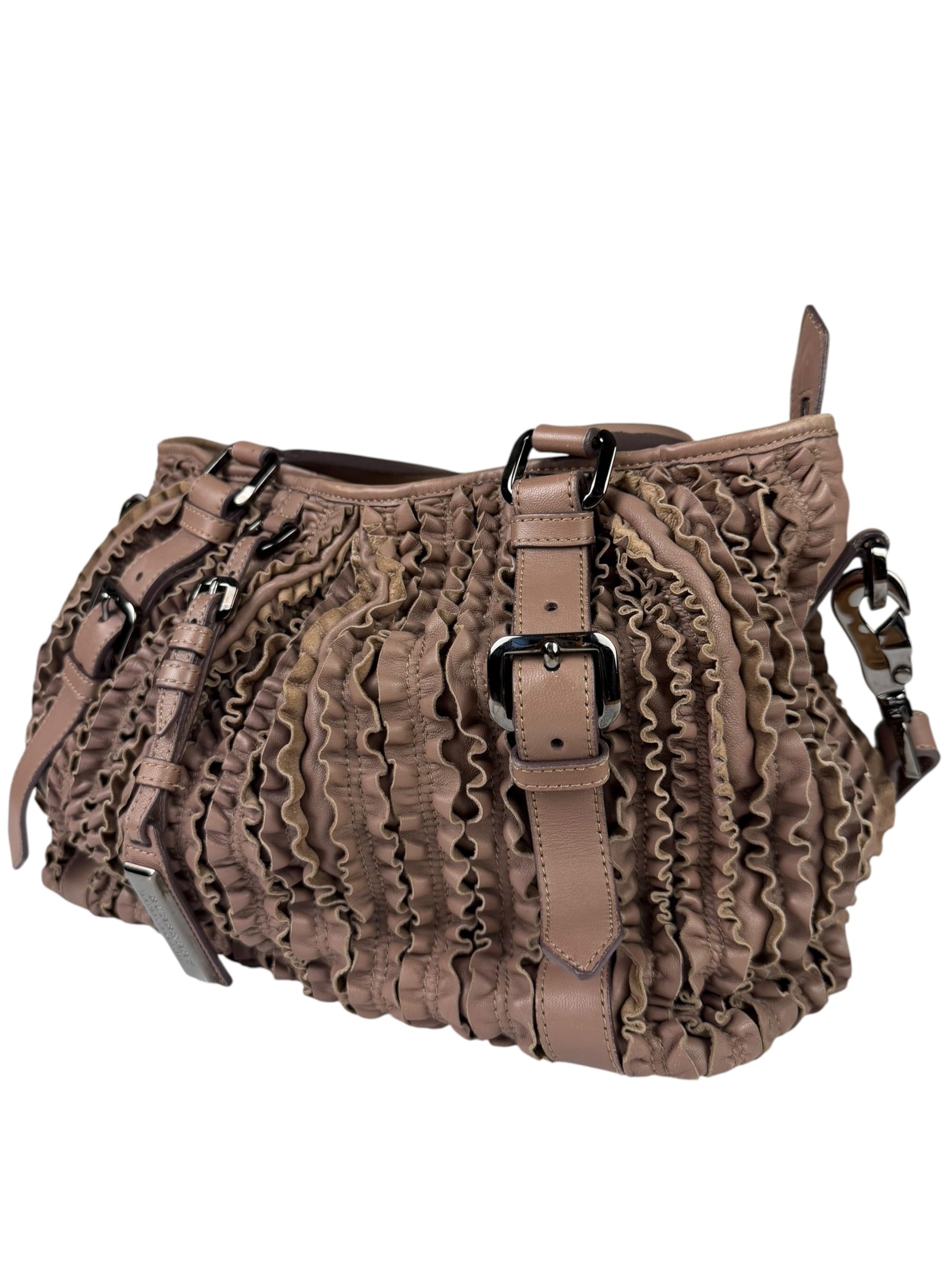 Burberry Purple Leather Ruffled Lowery Bag