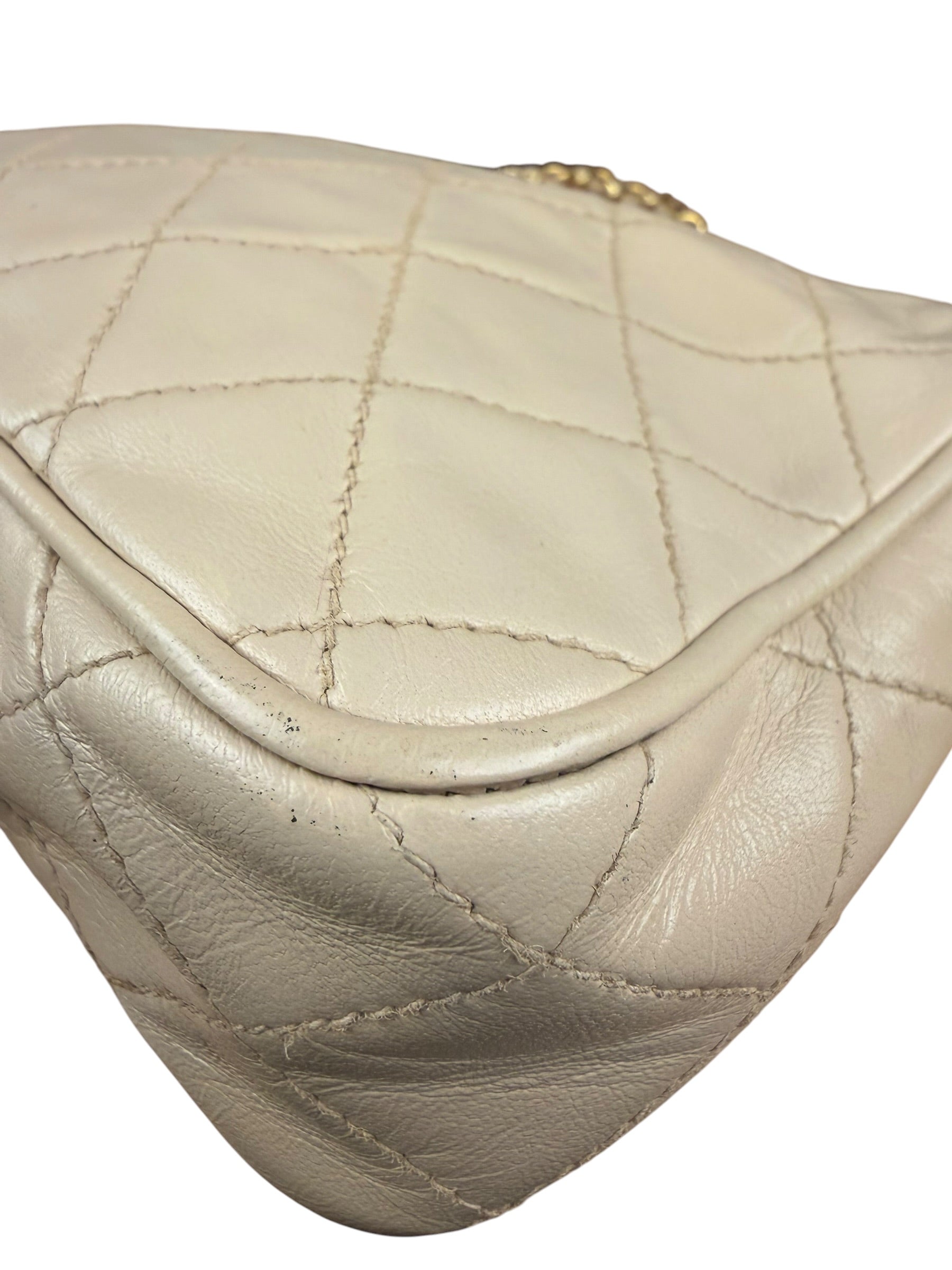 Chanel Beige Quilted Leather Chain Shoulder Bag