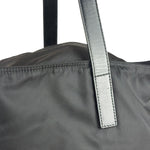 Prada Black Saffiano Leather Strap Tessuto Nylon Tote Bag