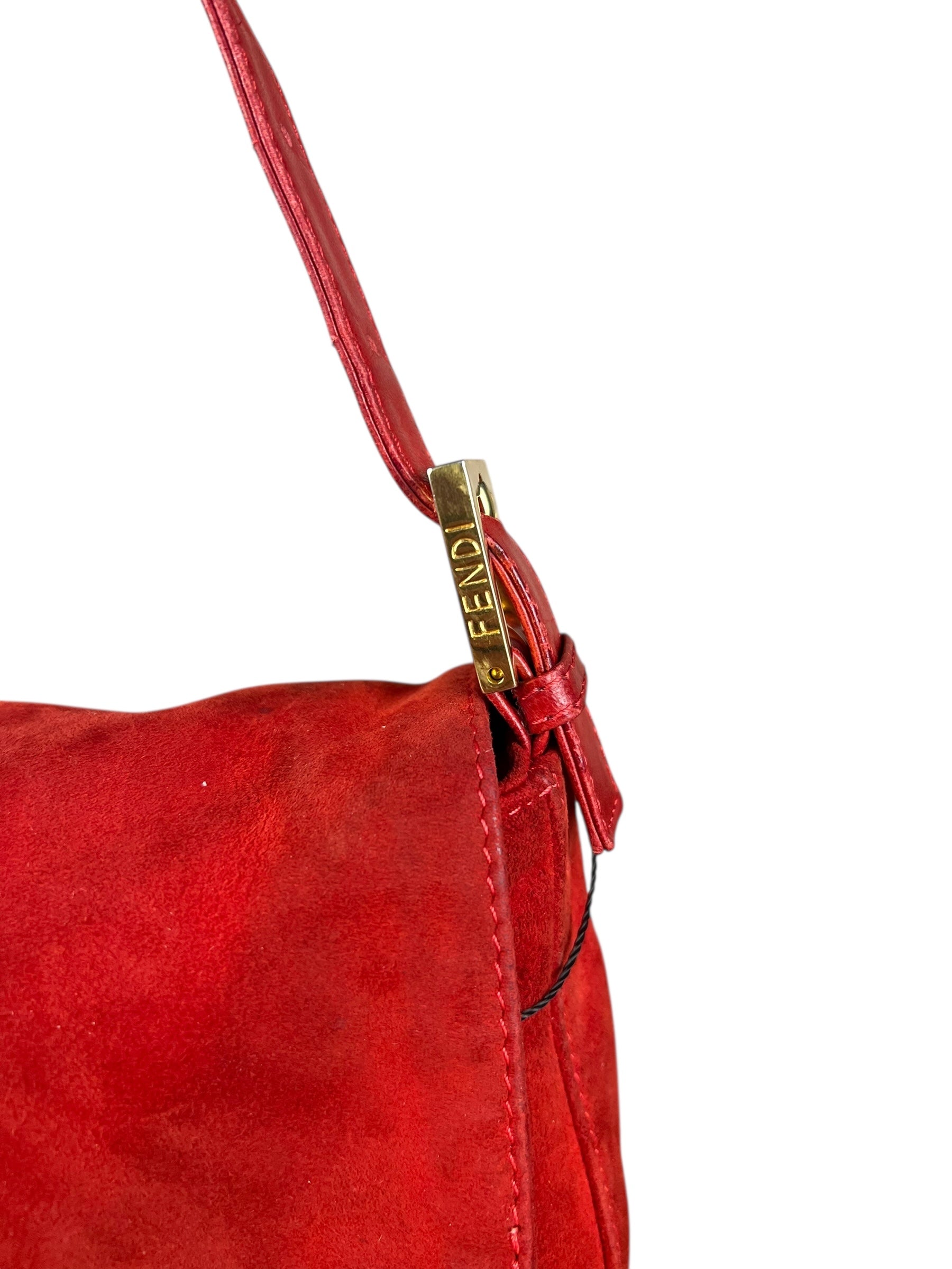 Fendi Baguette Red Suede