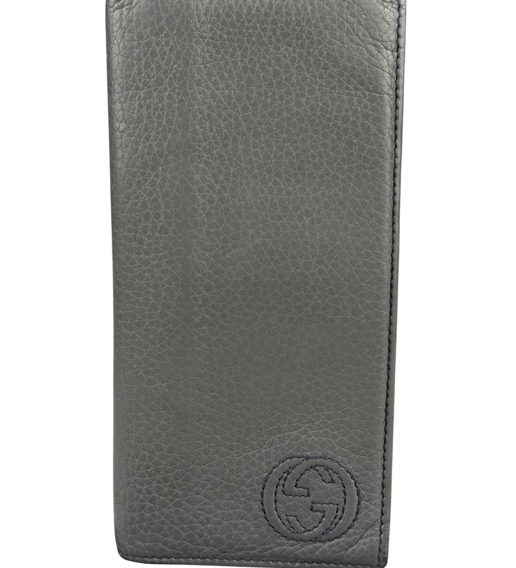 Gucci Grey Pebbled Leather Long Wallet