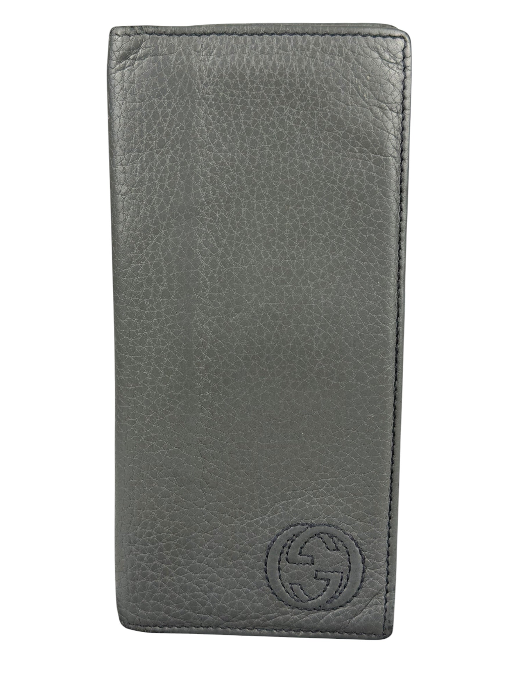 Gucci Grey Pebbled Leather Long Wallet