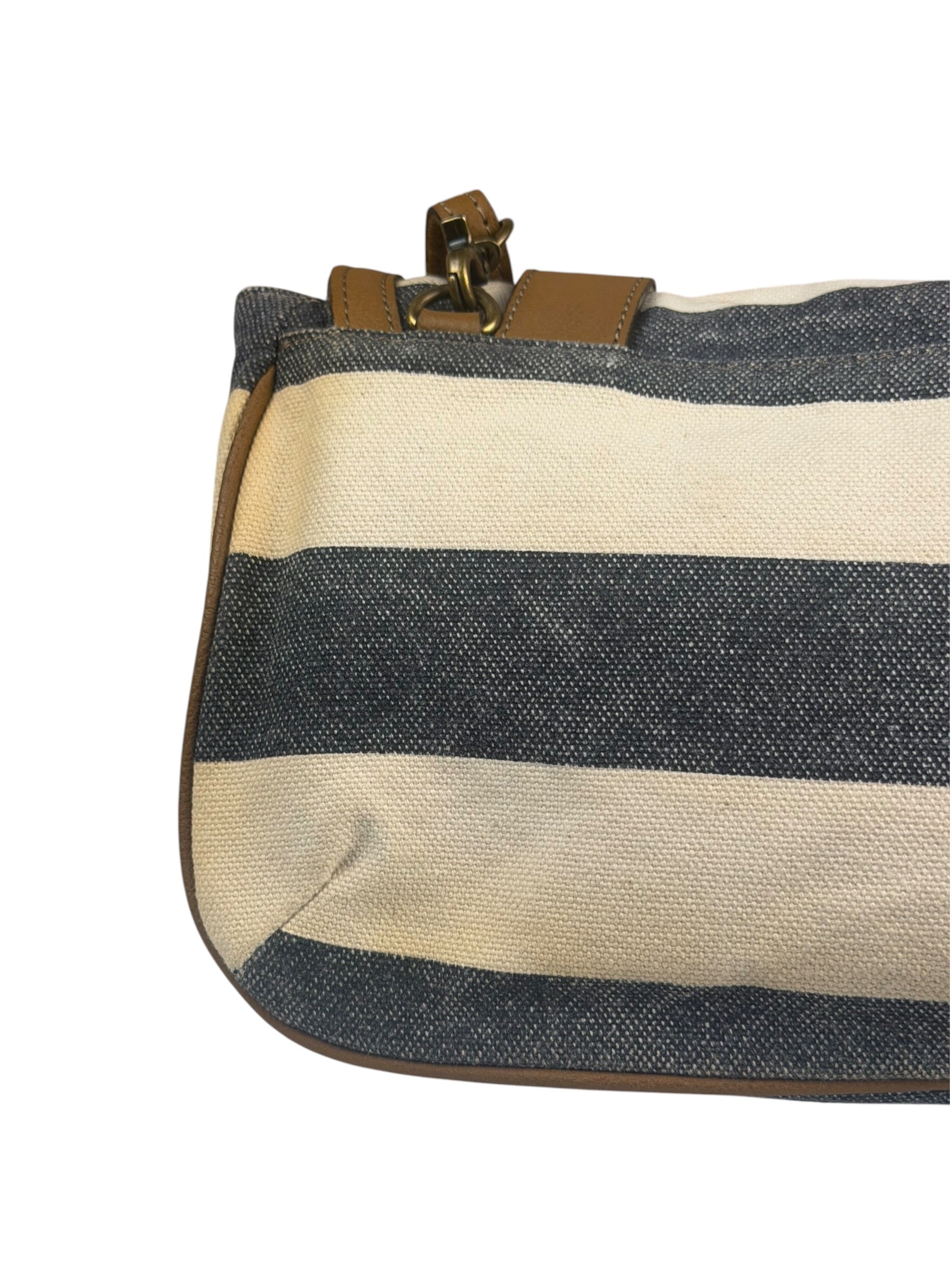 Burberrry Multicolor Leather Trim Striped Crossbody Bag
