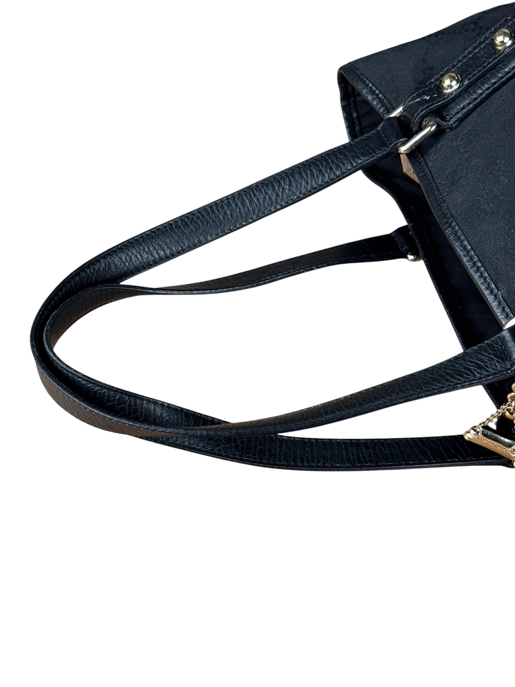 Gucci GG Vintage Black Canvas Shoulder Tote