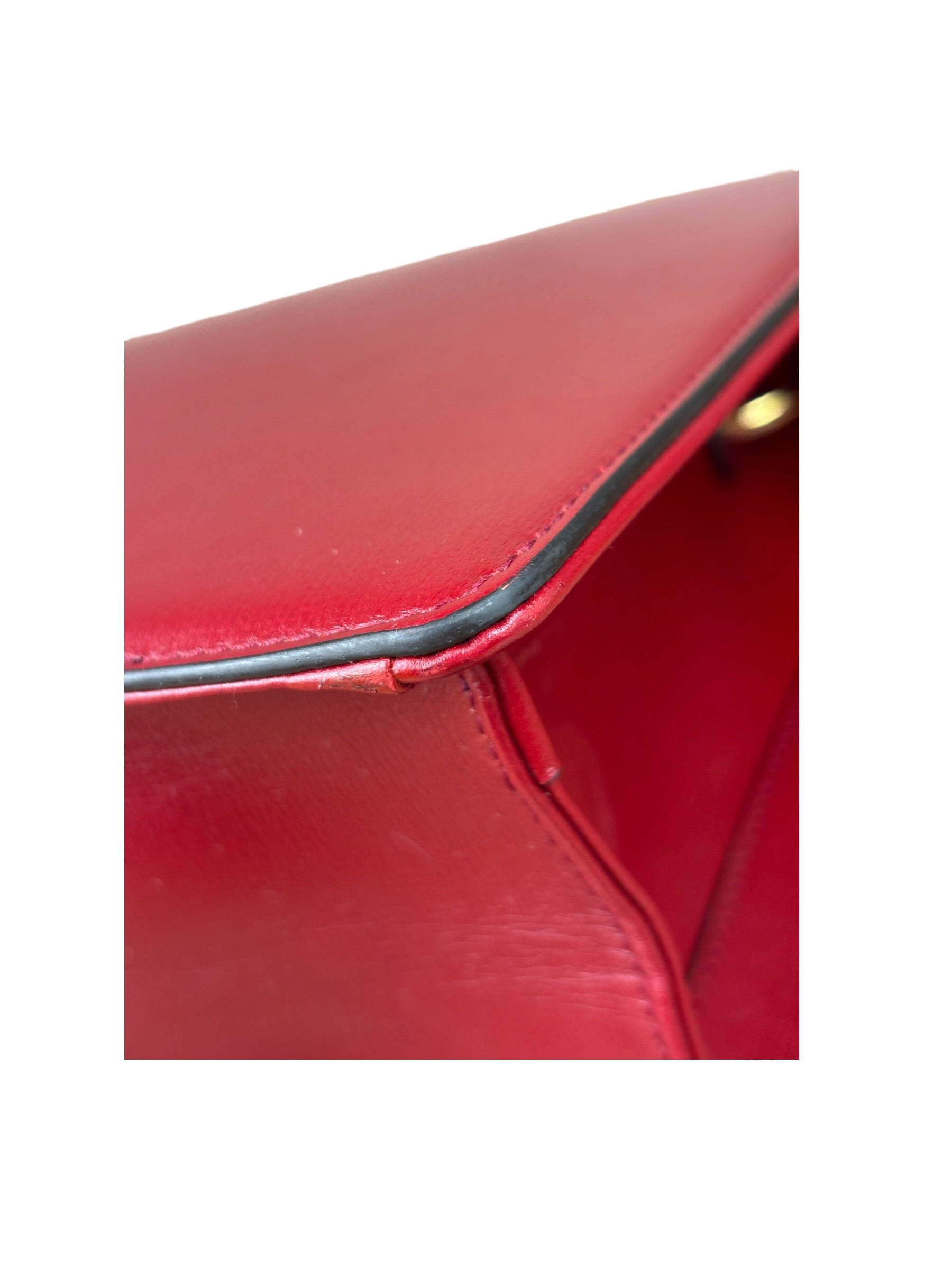 Gucci Red Leather GG Ring Shoulder Bag