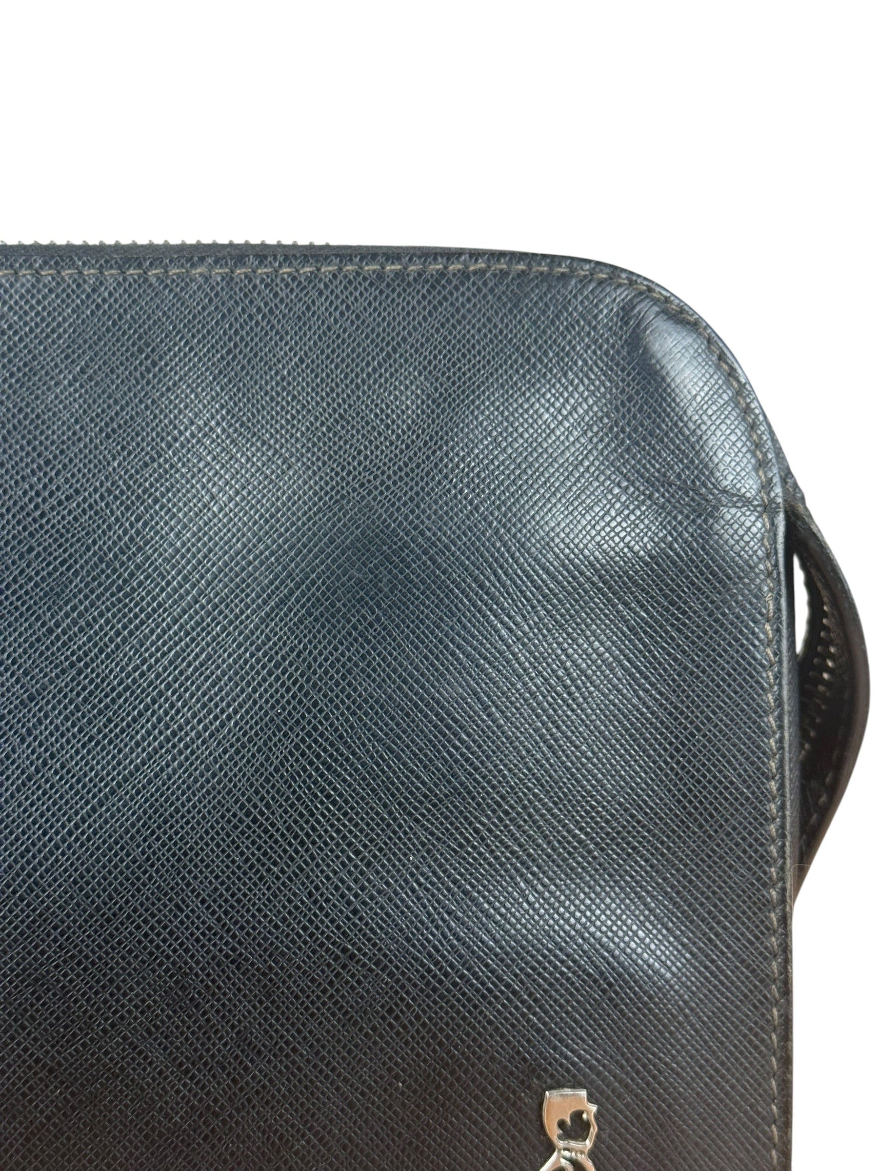 Prada Black Saffiano Bellhop Leather Travel Pouch