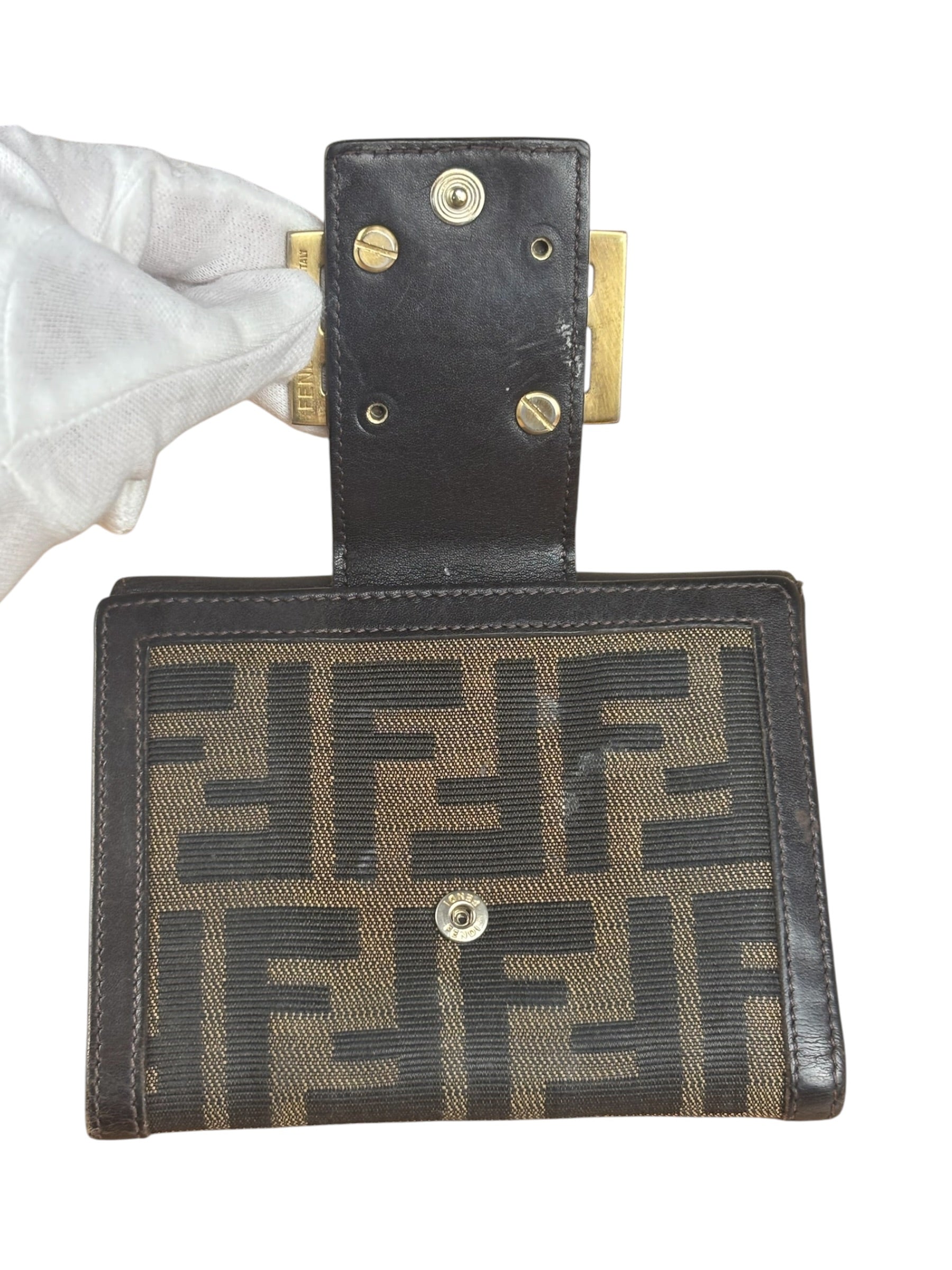 Fendi Vintage Zucca Canvas Compact Wallet