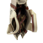 Chloe Beige/Brown Leather Trim Small Woody Two-Way Tote