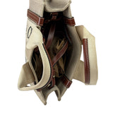 Chloe Beige/Brown Leather Trim Small Woody Two-Way Tote