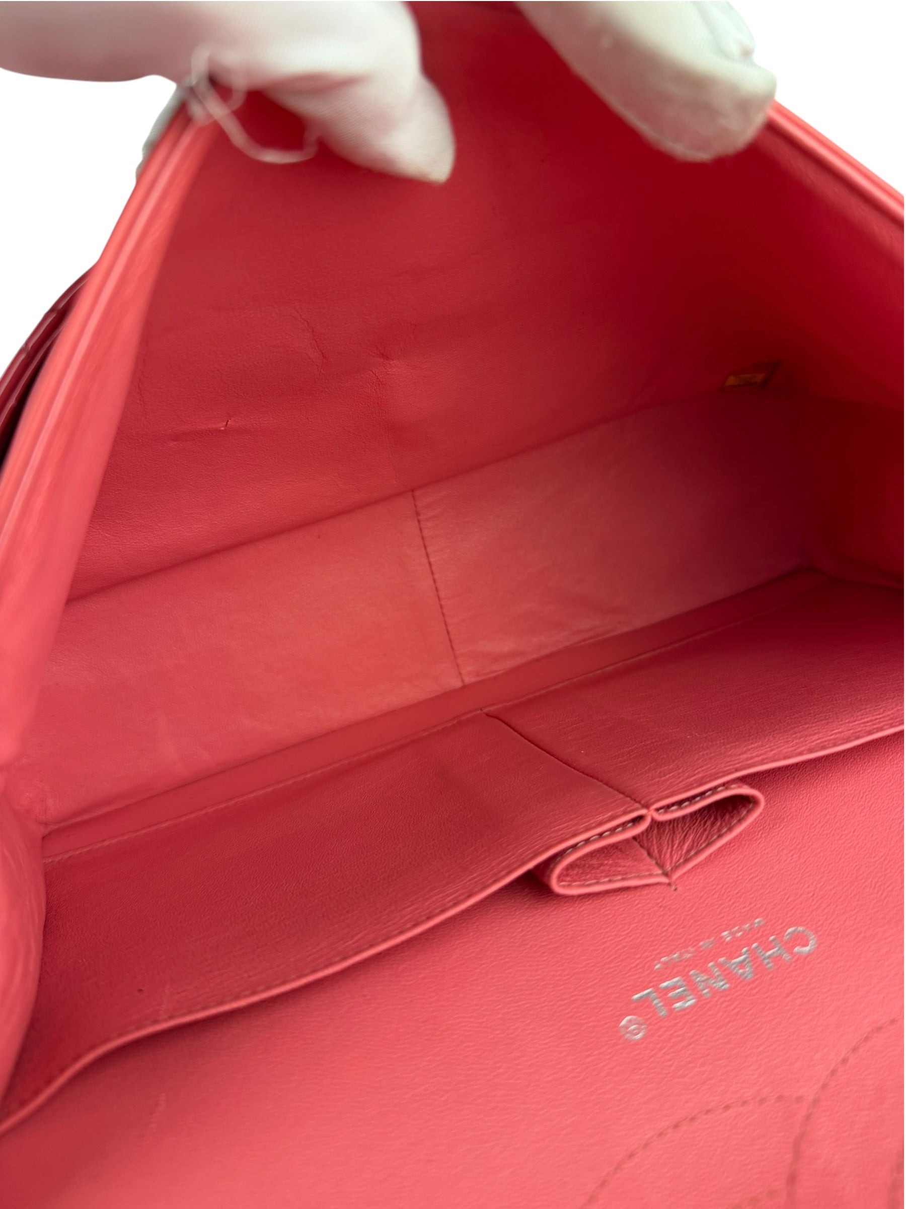 Chanel Pink Patent Leather Double Flap Bag 2012