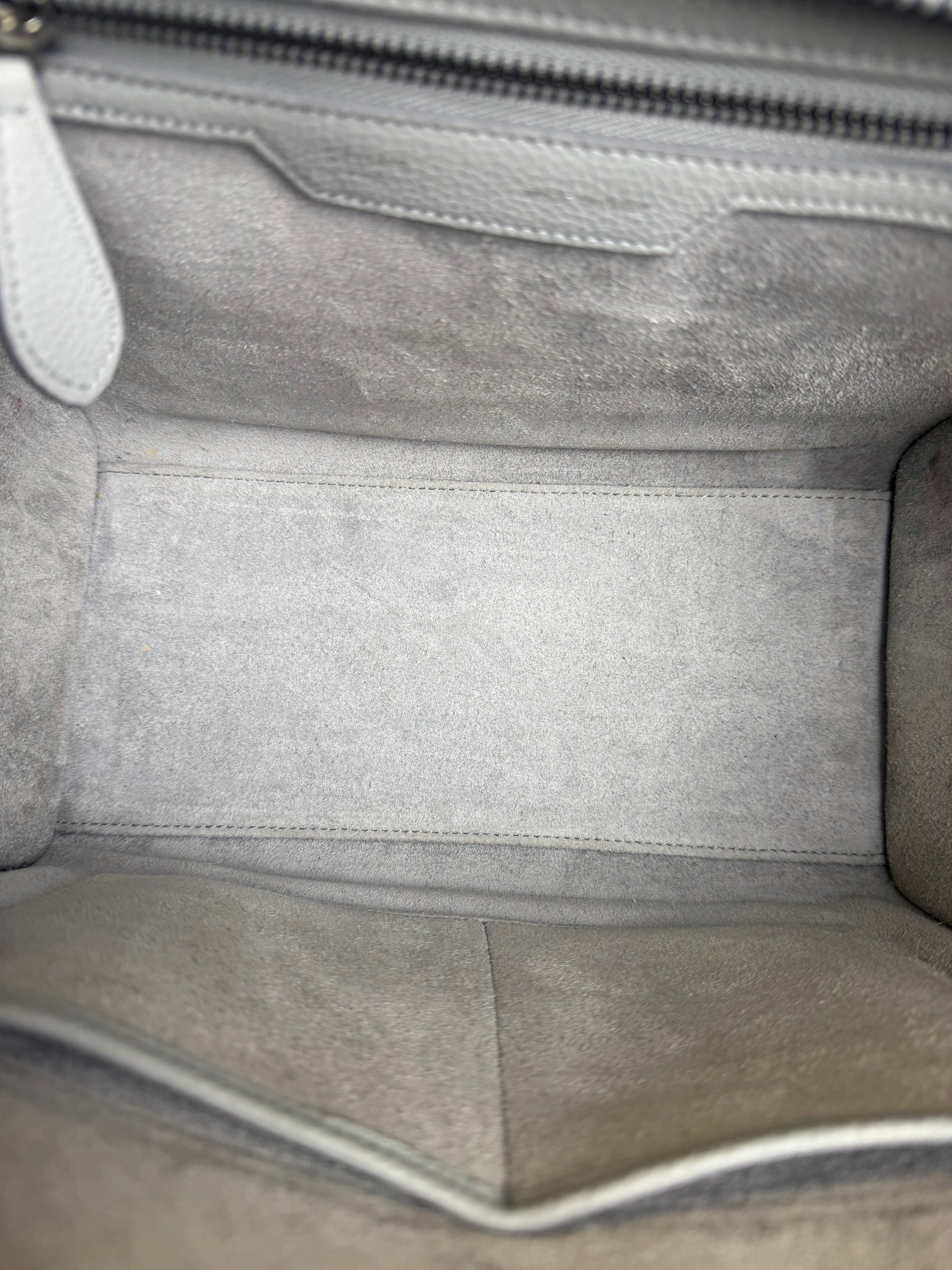 Celine Grey Pebbled Leather Luggage Micro Tote
