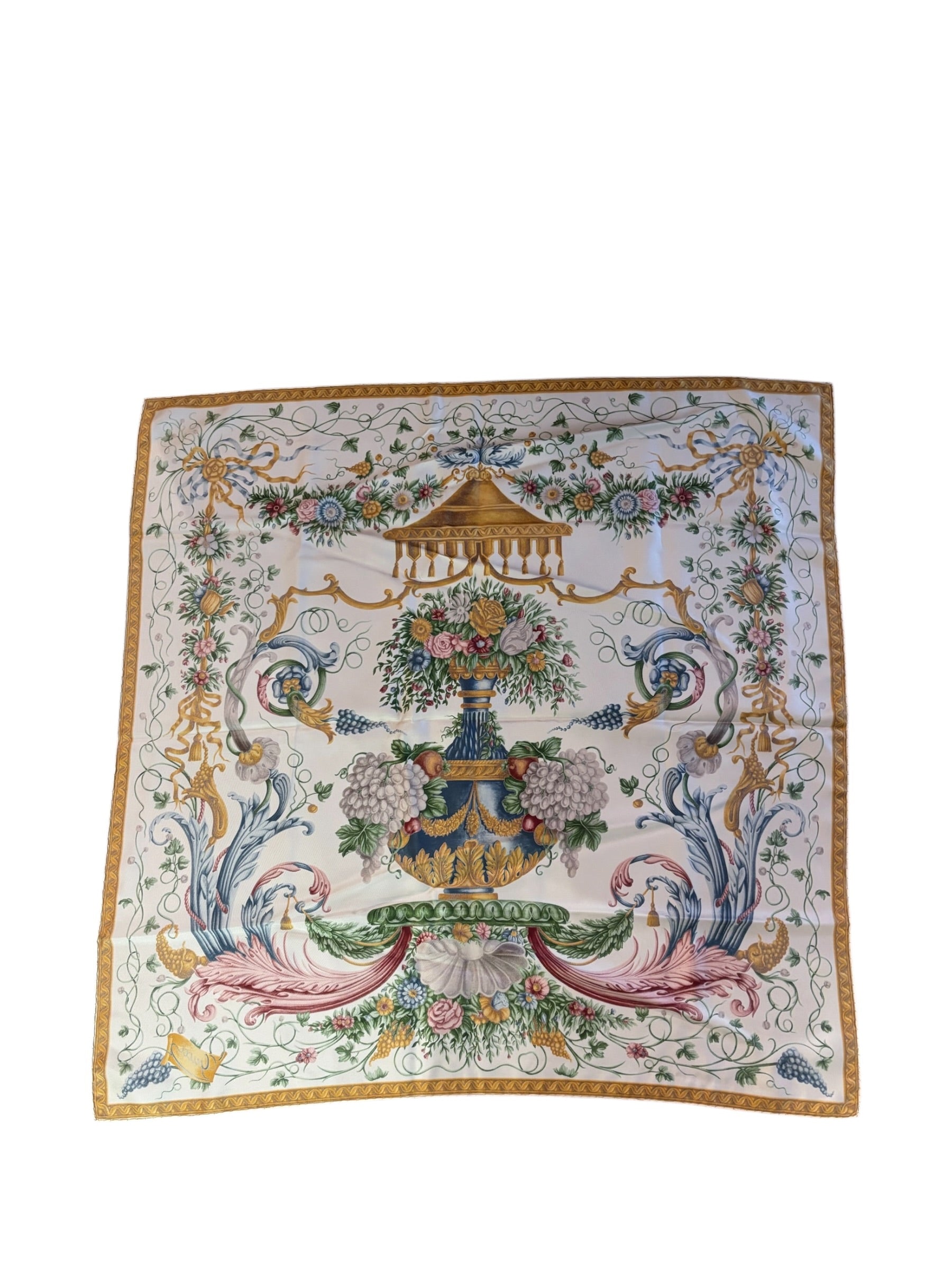 Gucci Vintage Silk Floral Vase Scarf