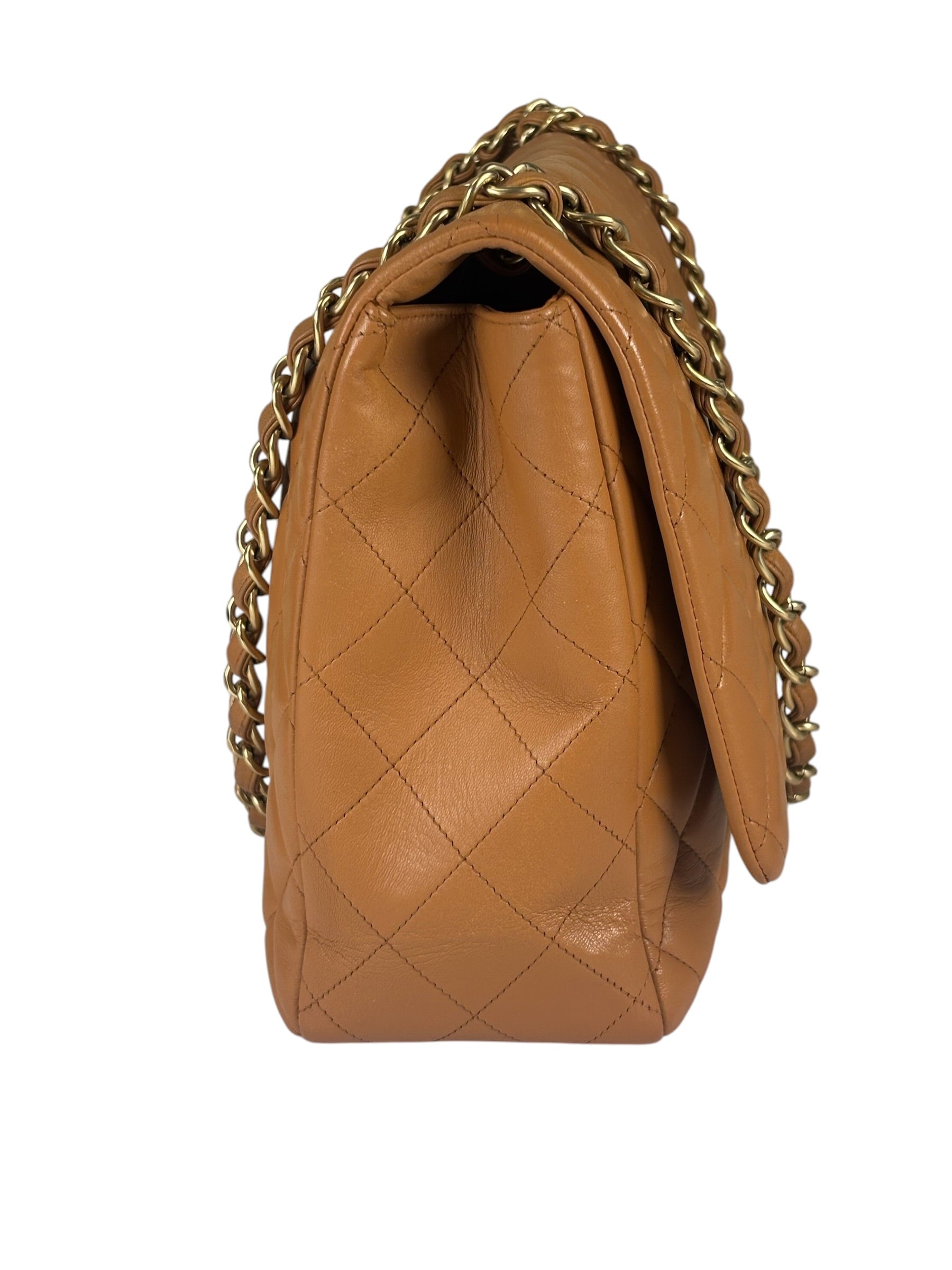 Chanel Caramel Brown Quilted Lambskin Large Shoulder Bag 2009