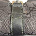 Gucci Black Leather Trim GG Bardot Jackie Medium Hobo Bag