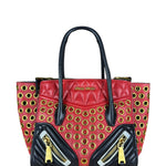 Miu Miu Leather Rings Red Biker Tote