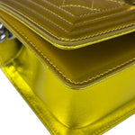 Chanel Metallic Yellow Quilted Patent Leather Mini Boy Flap Bag 2014