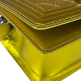 Chanel Metallic Yellow Quilted Patent Leather Mini Boy Flap Bag 2014