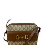 Gucci Brown Leather GG Horsebit Camera Bag 1955
