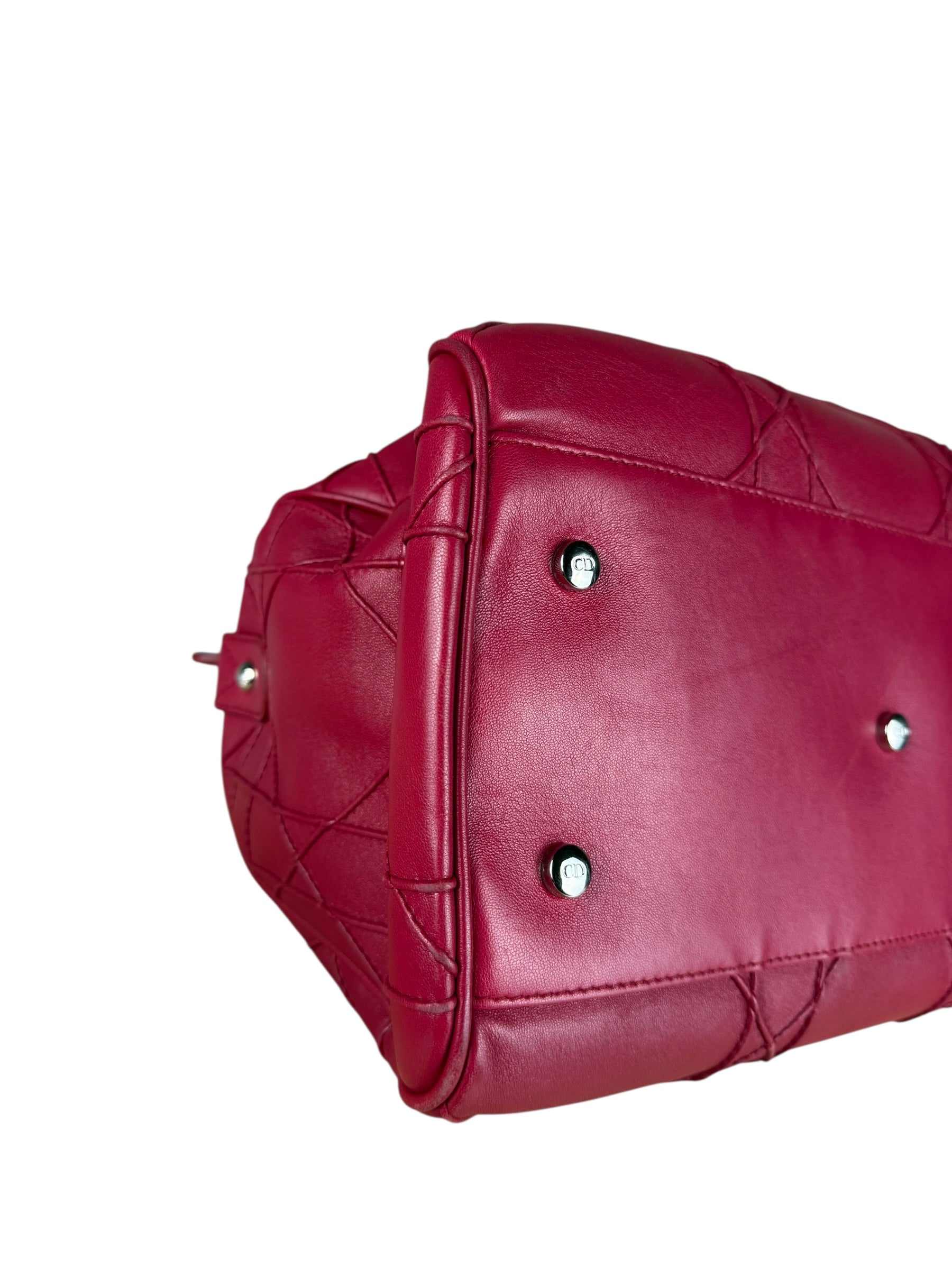 Christian Dior Red Granville Cannage 2Way Handbag