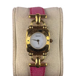 Gucci 6300L White Dial Pink Leather Strap