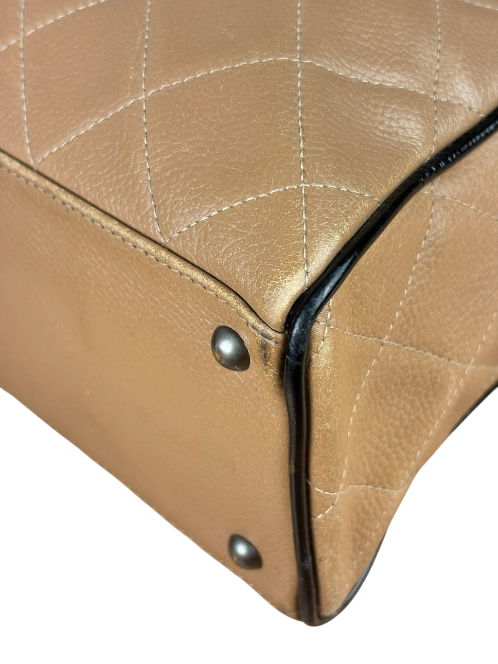Chanel Beige/Black Quilted Leather Small Boston Bag 2000
