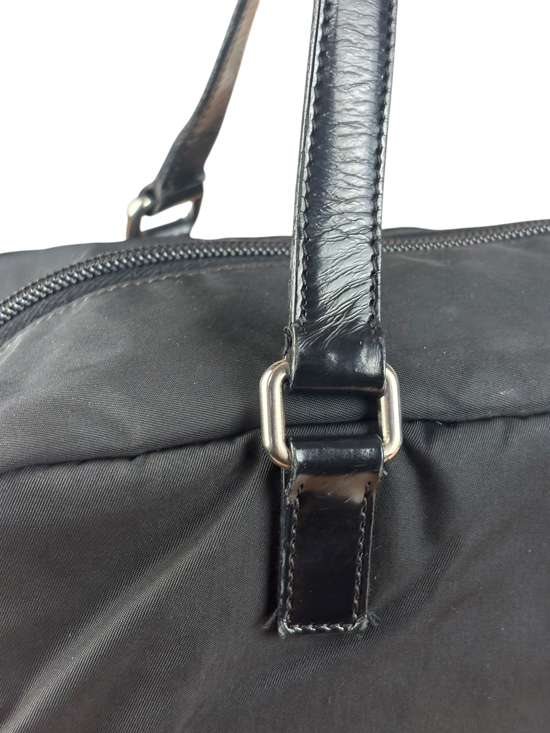 Prada Vintage Black Nylon/Patent Shoulder Bag