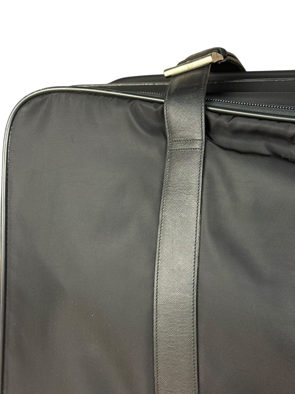 Prada Vintage Black Nylon Saffiano Travel Suitcase