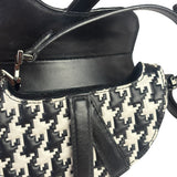 Christian Dior White/Black Leather Houndstooth Micro Saddle Bag