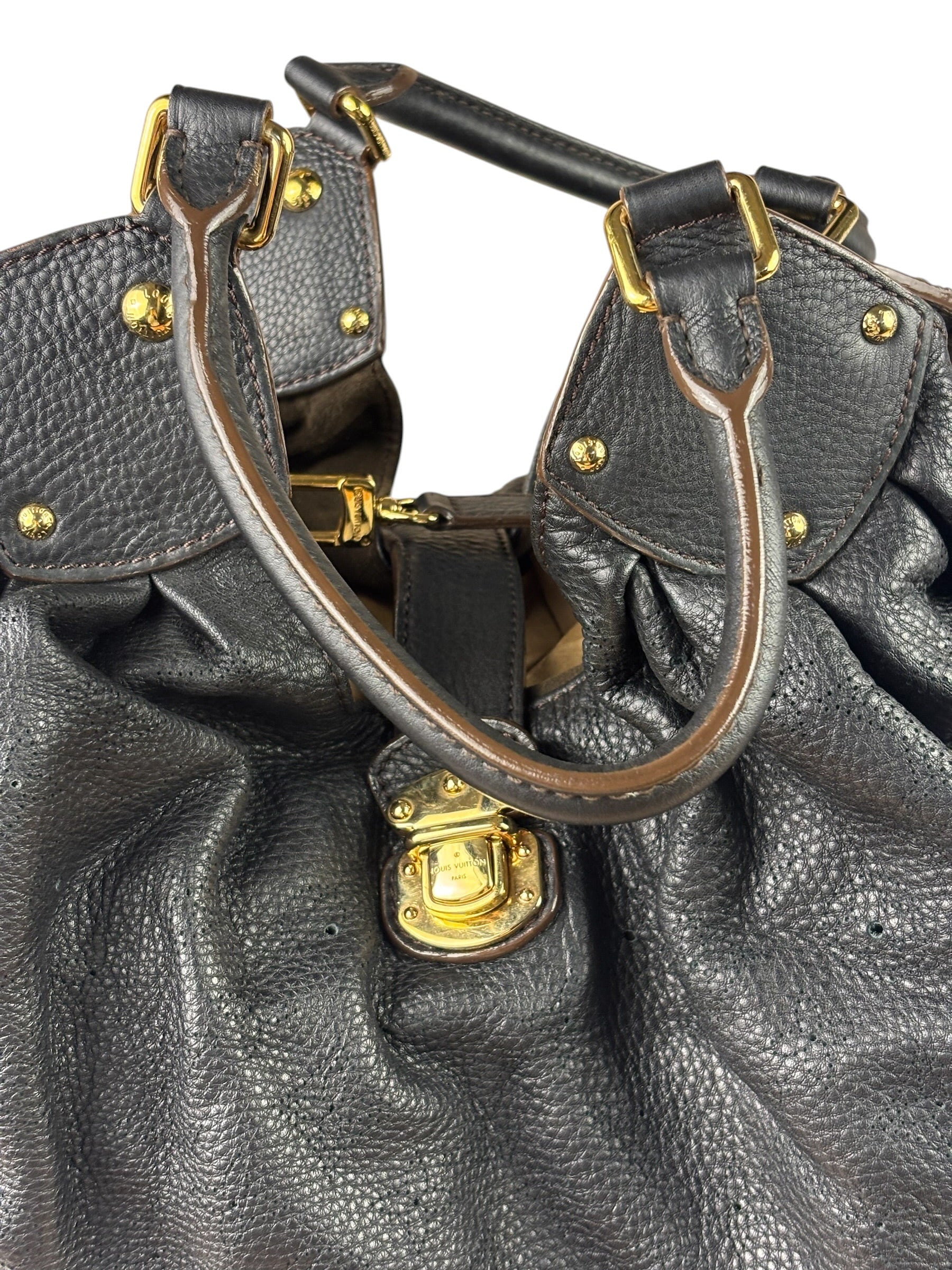 Louis Vuitton Black Calfskin Mahina XL Hobo Bag