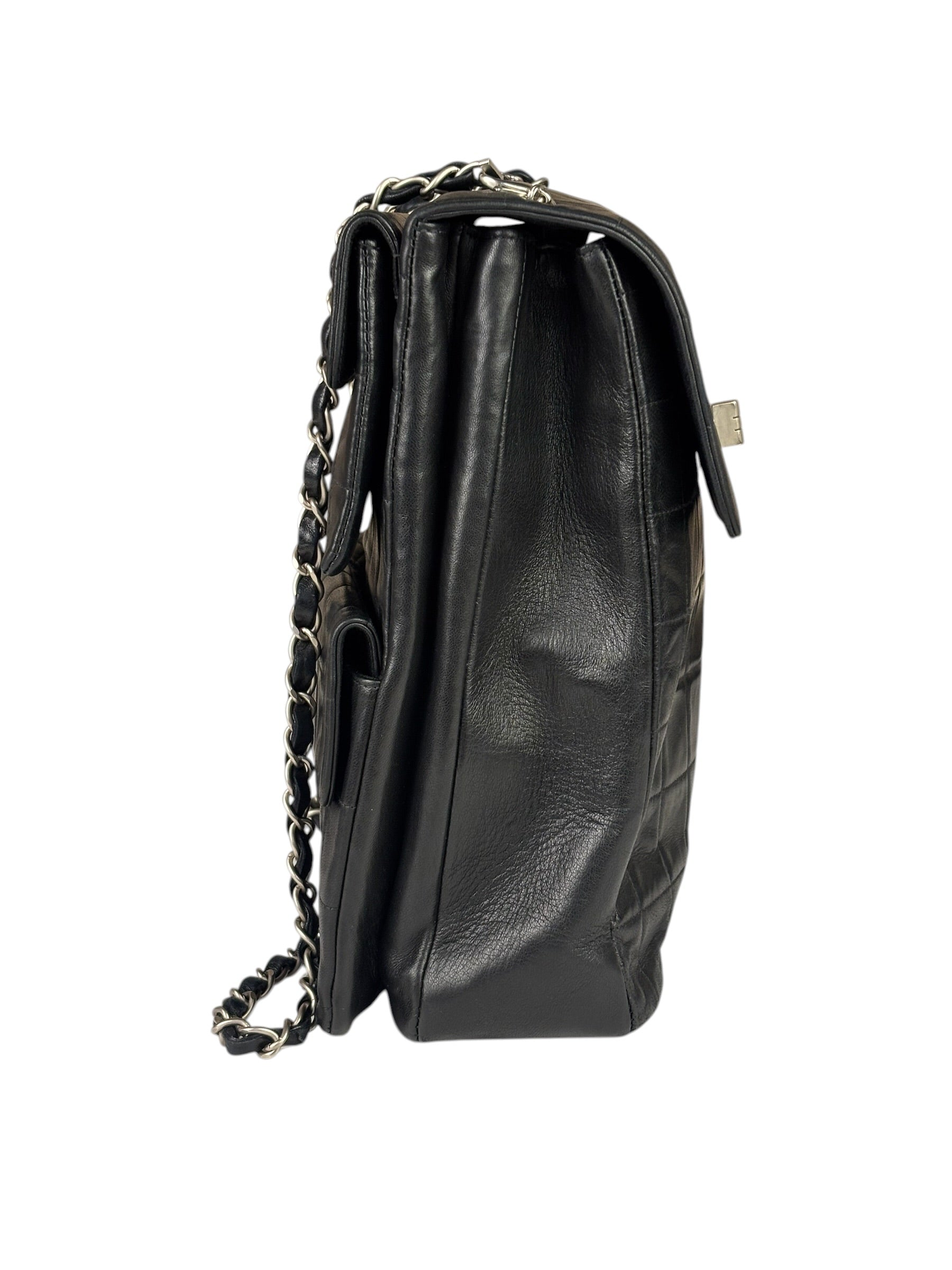 Chanel Black Lambskin Chocolate Bar Quilted Chain Shoulder Bag 2000