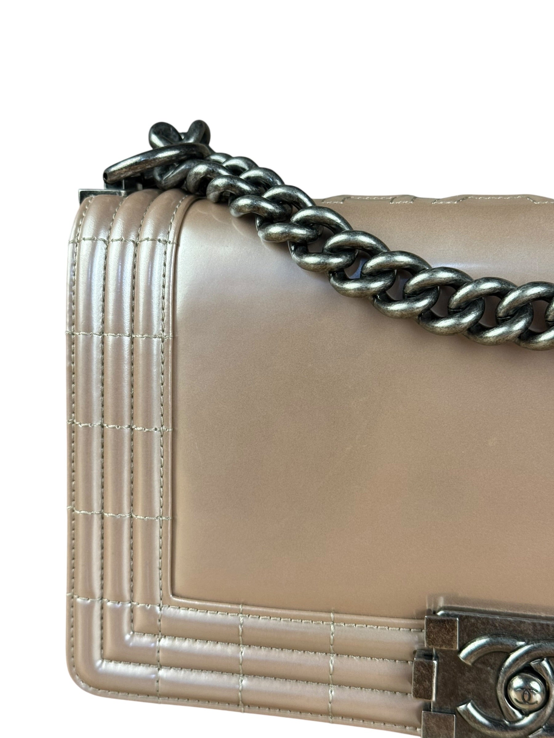 Chanel Pink Glazed Calfskin M Boy Bag 2012