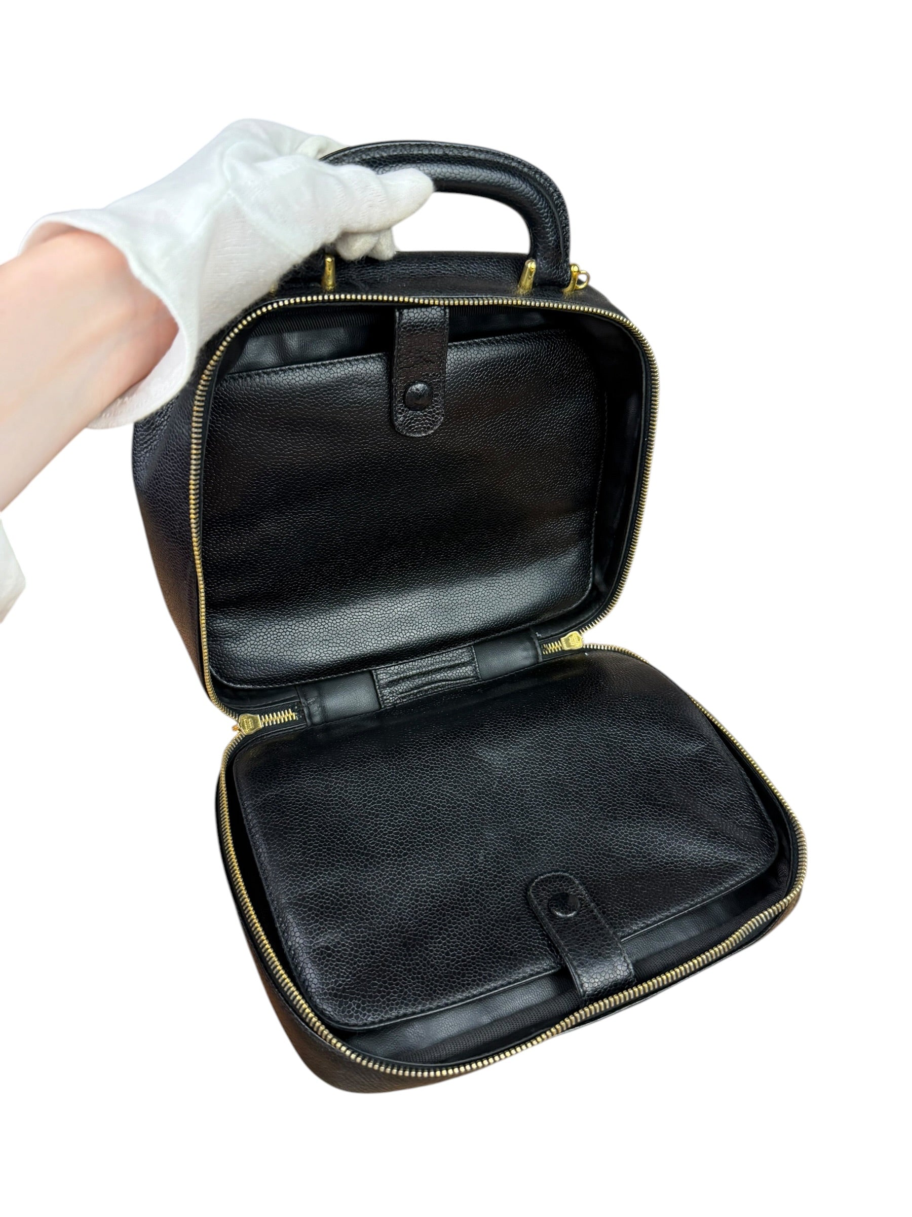 Chanel Black Caviar Leather Vanity 2Way Handbag '96-'97