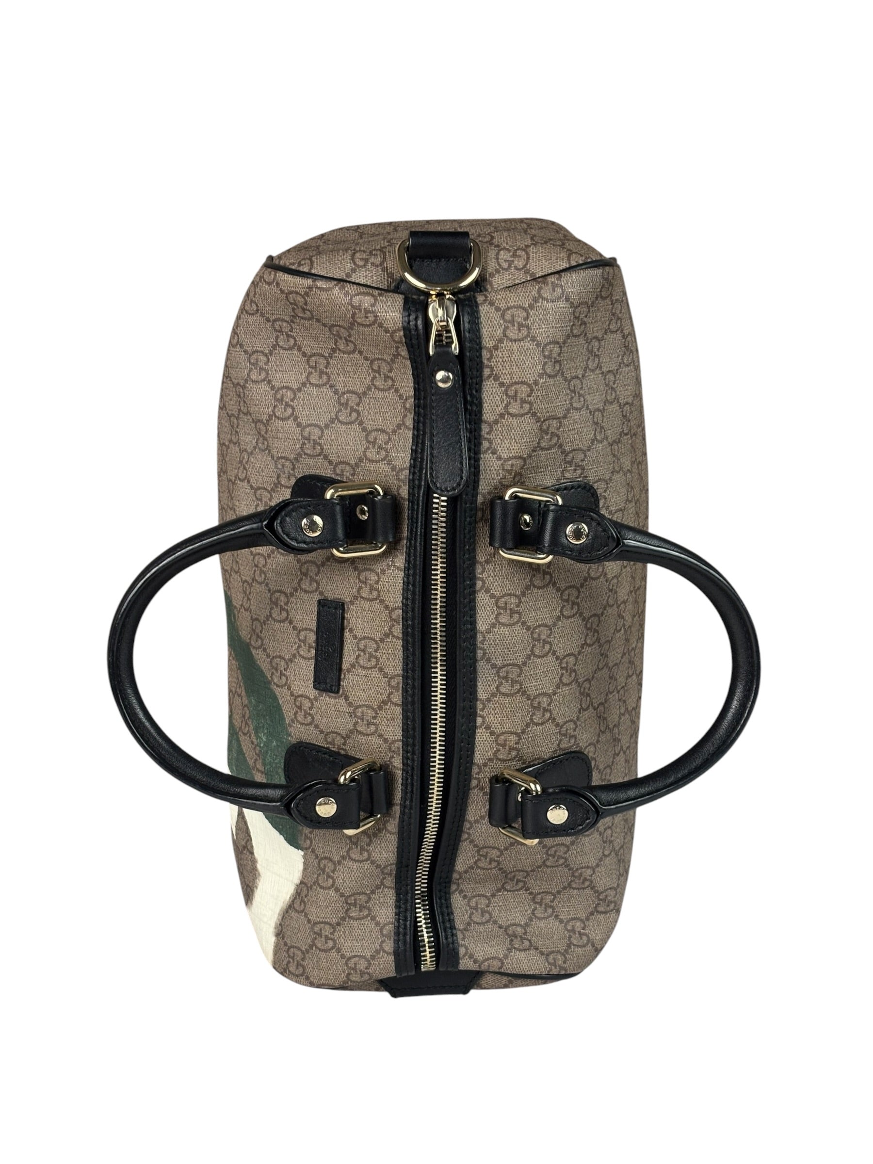 Gucci Beige Leather Gg Supreme Italian Flag Joy Boston Bag
