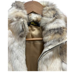 Diva Brown/White Zip-Up Rabbit Fur Jacket