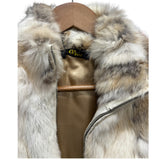 Diva Brown/White Zip-Up Rabbit Fur Jacket