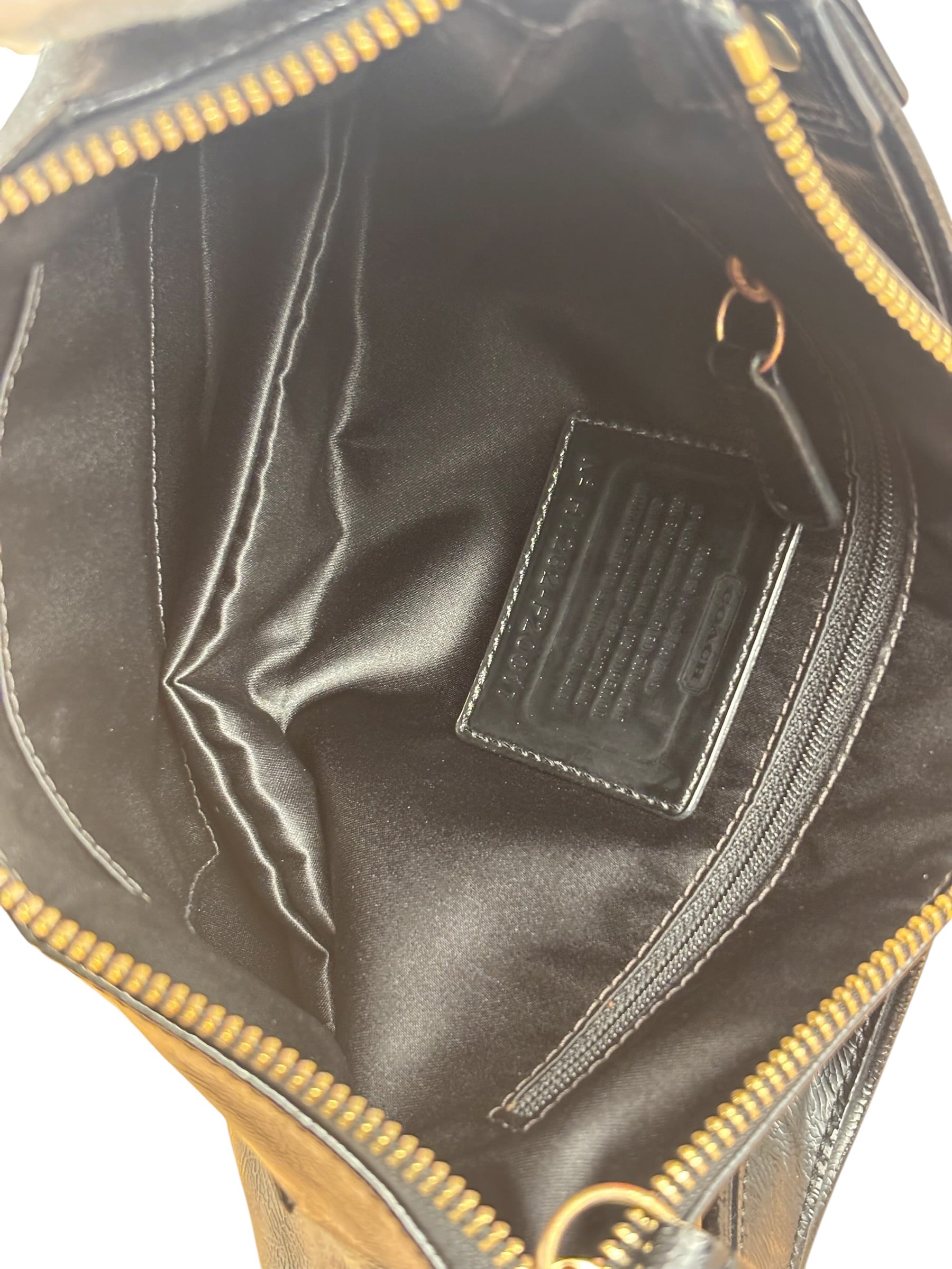 Coach Black Poppy Liquid Gloss Leather Storypatch Hobo Bag