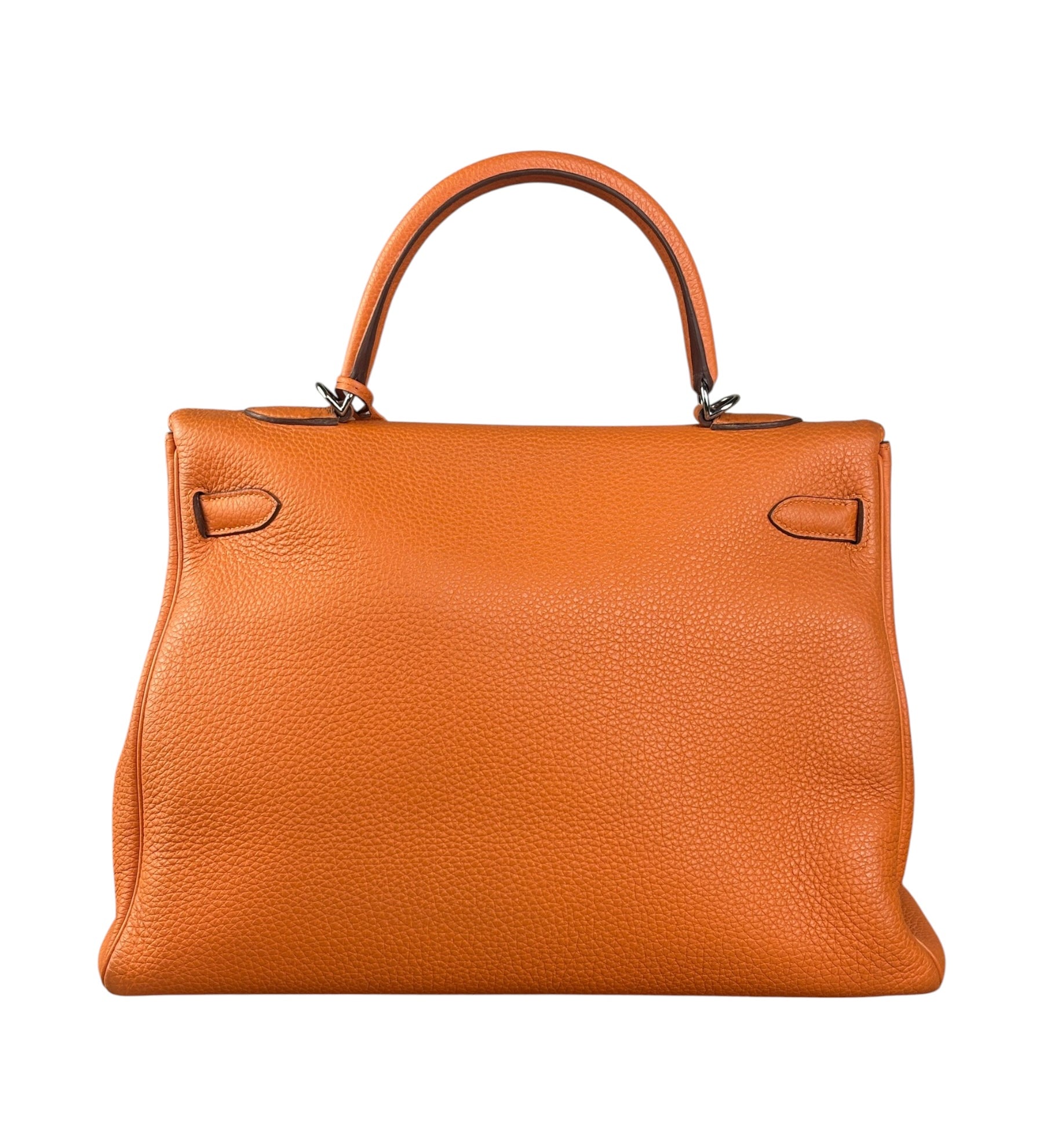 Hermes 2011 Orange Togo Leather Palladium Kelly 35