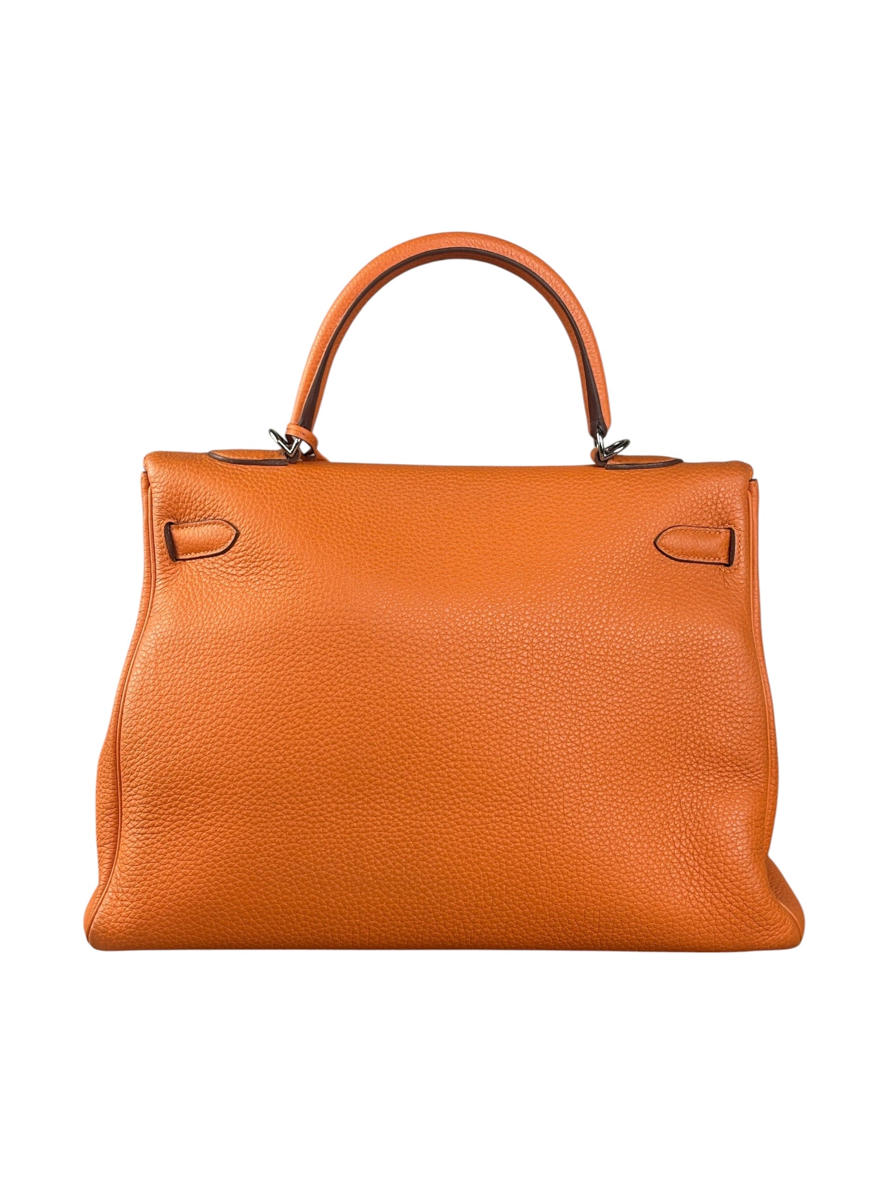 Hermes 2011 Orange Togo Leather Palladium Kelly 35