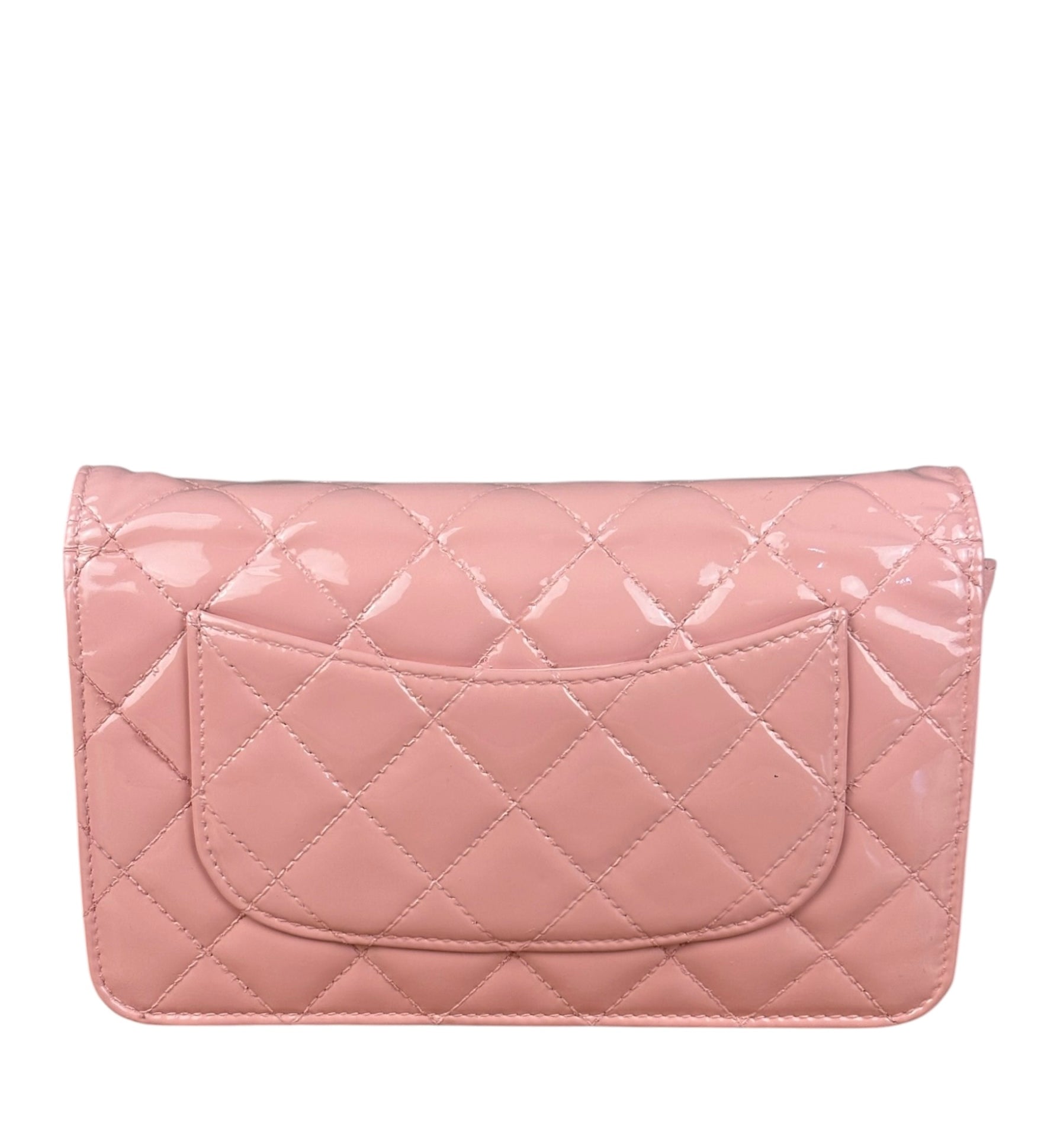 Chanel Pink Patent Quilted Wallet on Chain Bag 2012