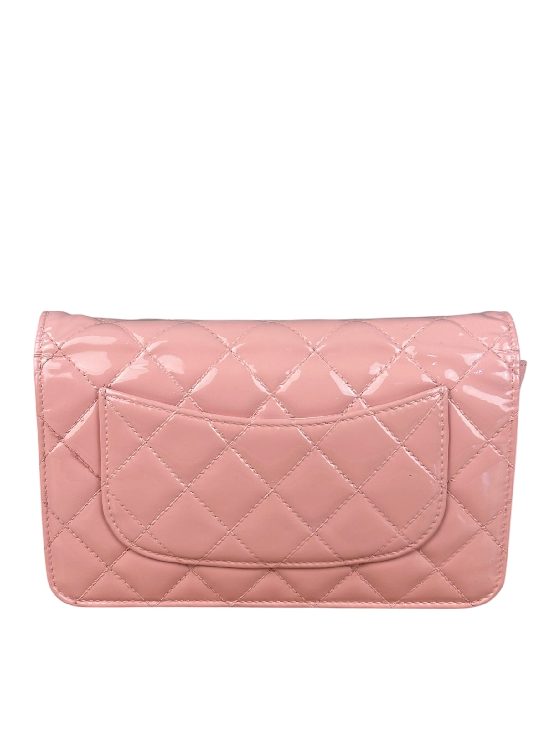 Chanel Pink Patent Quilted Wallet on Chain Bag 2012