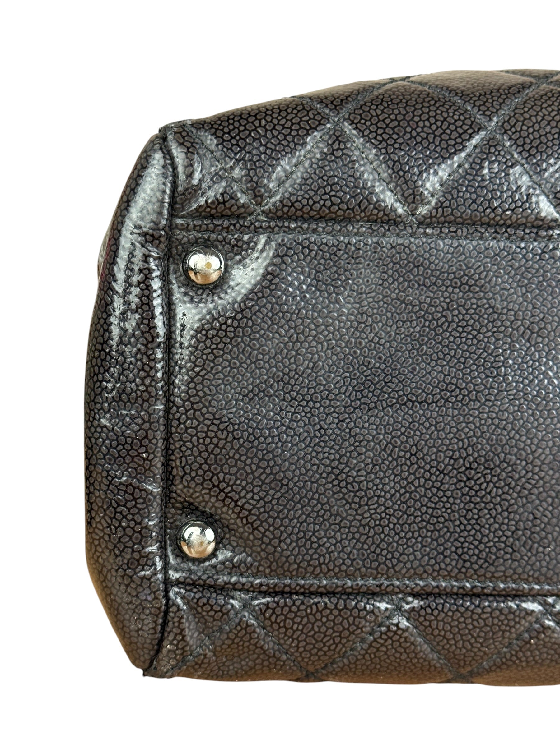 Chanel Black/Grey Textured Patent 2.55 Reissue Chain Tote