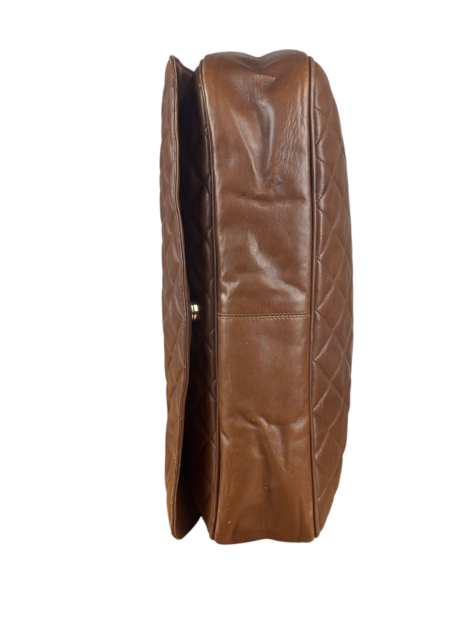 Chanel Brown Quilted Leather Flap Chain Messenger Bag
