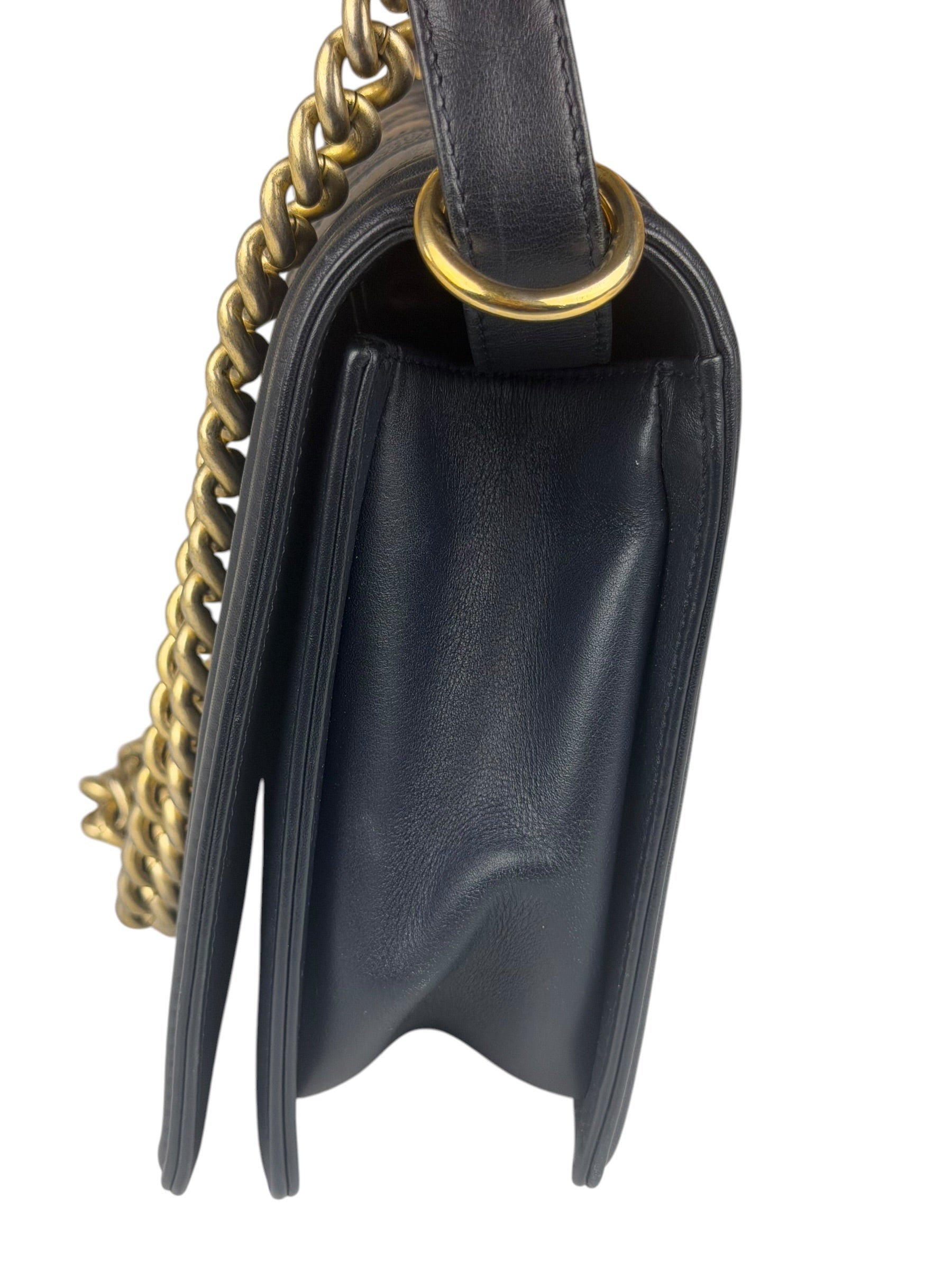 Chanel Tricolor Chevron Leather Old Medium Boy Flap 2016